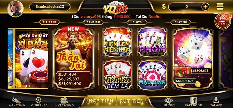 Game ở Yo88 rất đa dạng